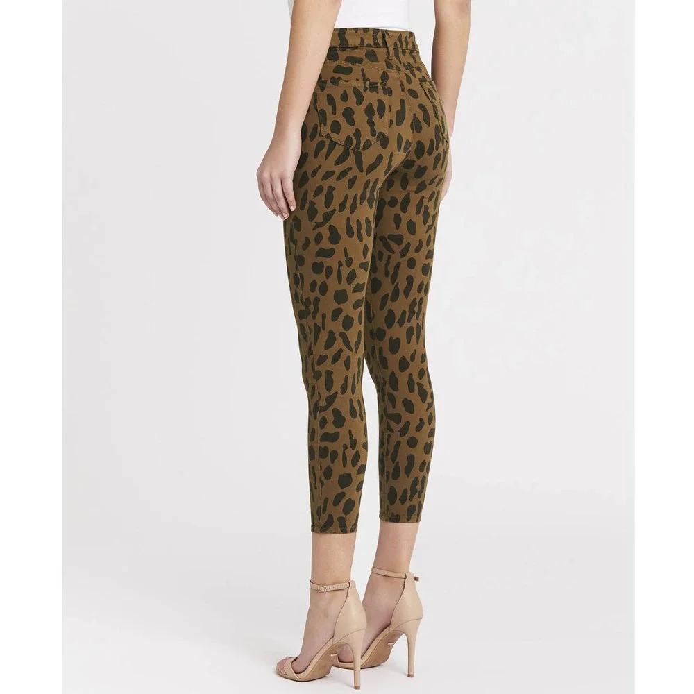 L'Agence Jeans Womens 23 Brown Margot High Rise Skinny Spotted Animal Denim - Picture 2 of 6